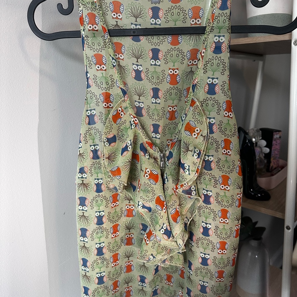 Charlotte Russe Green Owl Print blouse